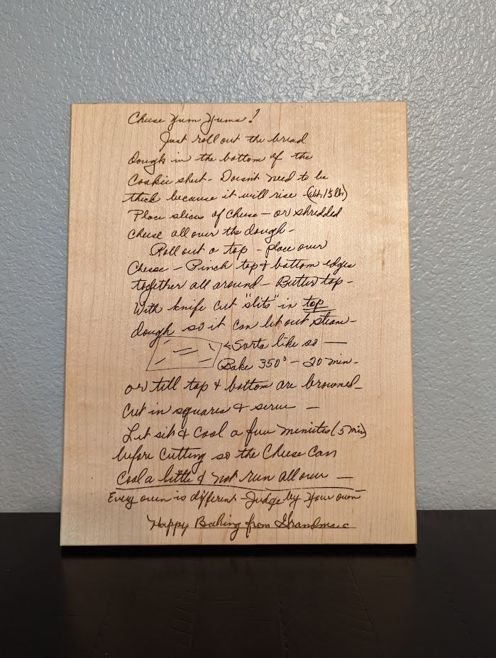 Cutting Board - Handwritten Recipe